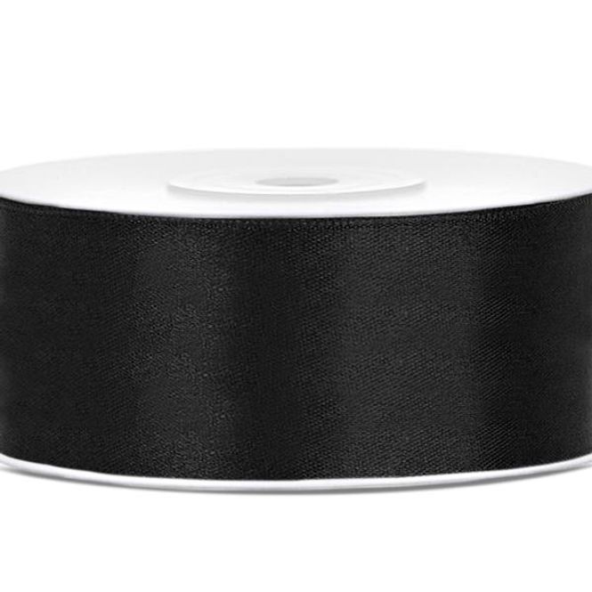 Hovedbilde Satengbånd, svart, 25 mm × 25 m