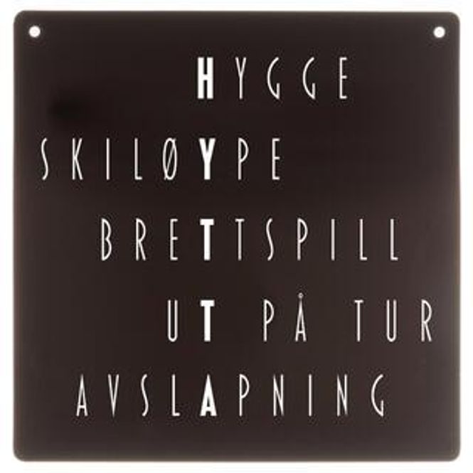 Hovedbilde Metallskilt firkantet Hytta sort 15,5×15,5 cm