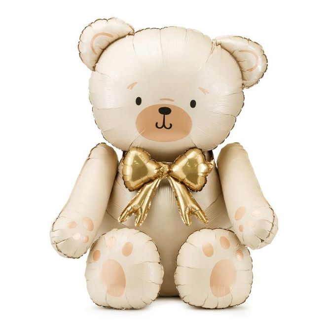 Hovedbilde Foliebalong bamse - krem med sløyfe 75 x 84 cm