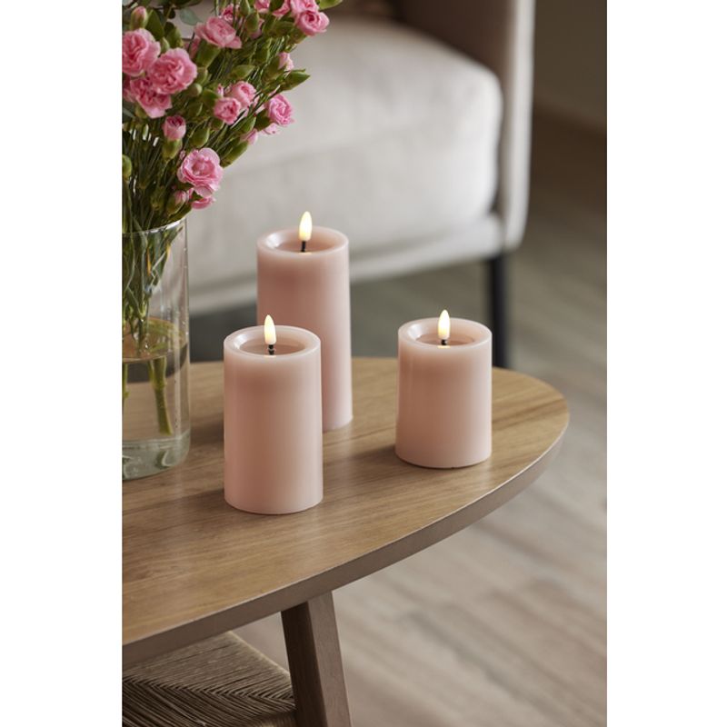 Led lys - Kubbelys Pastell rosa, 7,5x10cm