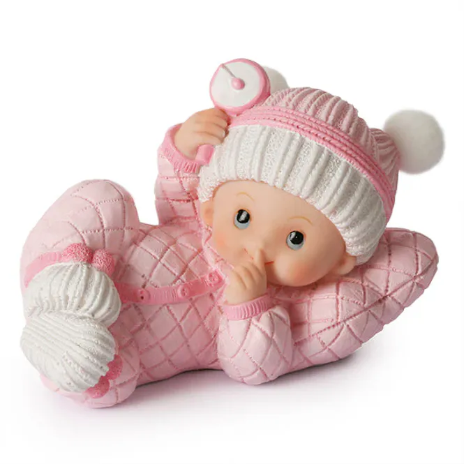 Hovedbilde Bordpynt - Baby liggende Rosa