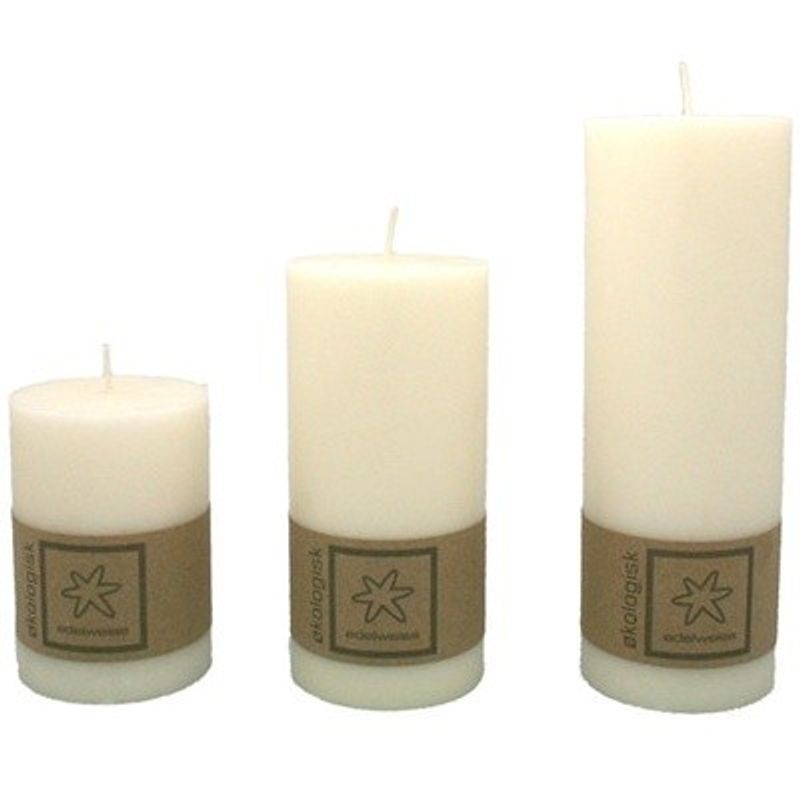 Kubbelys 100% Stearin 7x10/15/20cm Hvit