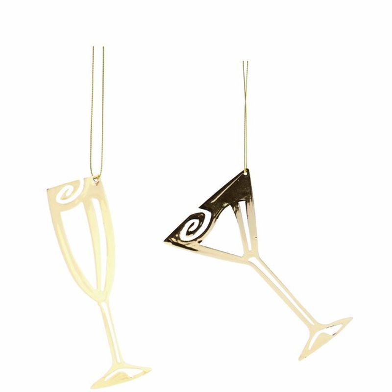 Hengepynt Martiniglass og Champagneglass, gullfarget