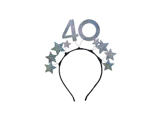 Hovedbilde Hårbøyle «40» med stjerner, sølv