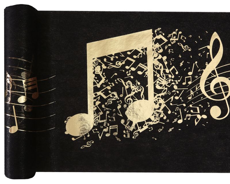 Bordløper musikktema sort/gull – 30 cm x 5 m