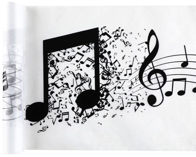 Hovedbilde Bordløper musikktema hvit/sort – 30 cm x 5 ...