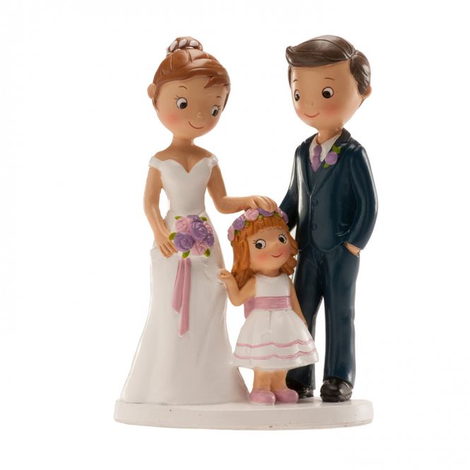 Hovedbilde Brudepar med liten jente Kakefigur (16 cm)
