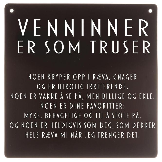 Hovedbilde Metallskilt Venniner er som truser 15,5×15,5 cm