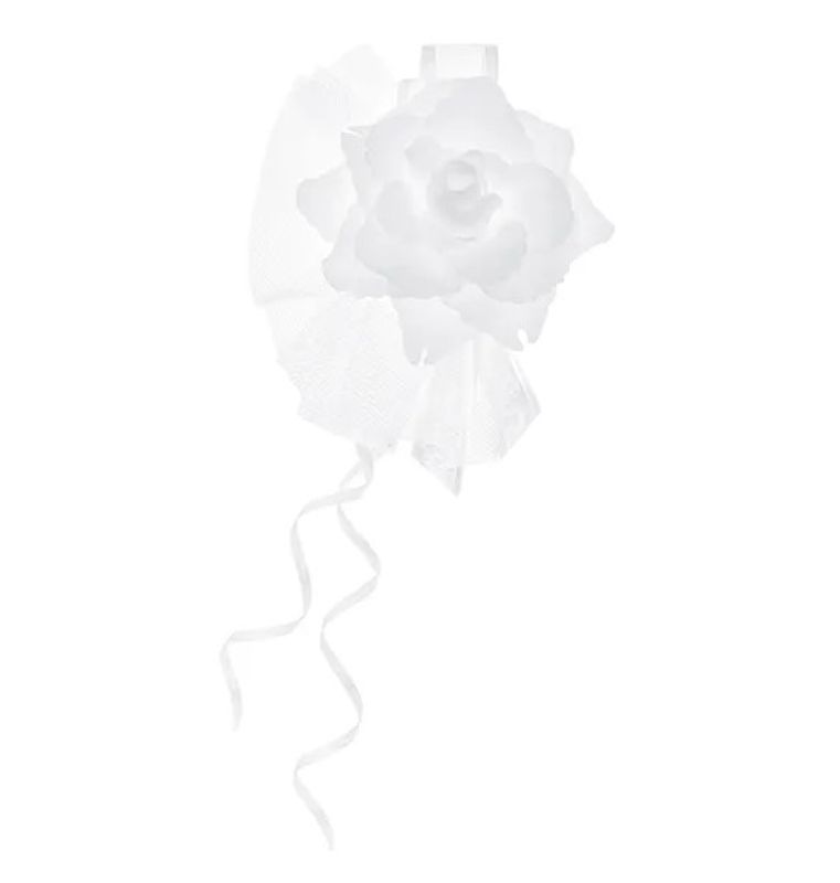 Bilpynt hvite blomster 4 stk