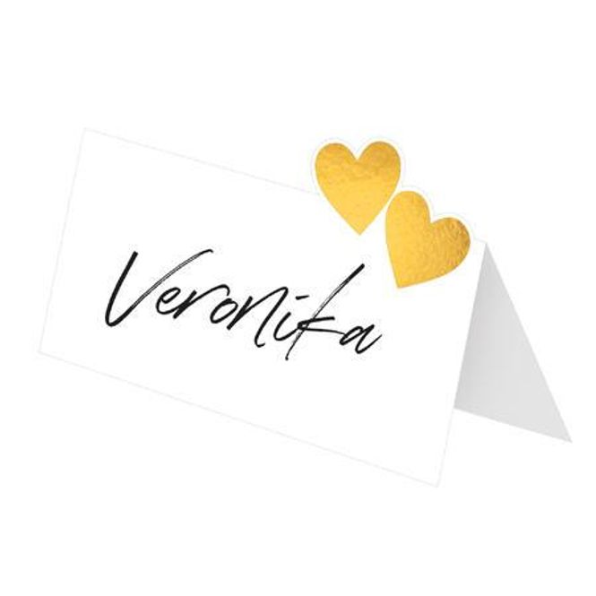 Hovedbilde Bordkort - To gullhjerter (8 stk)