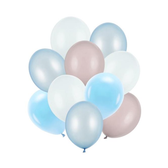 Hovedbilde Lateksballonger Grå og blåtoner 10 stk 