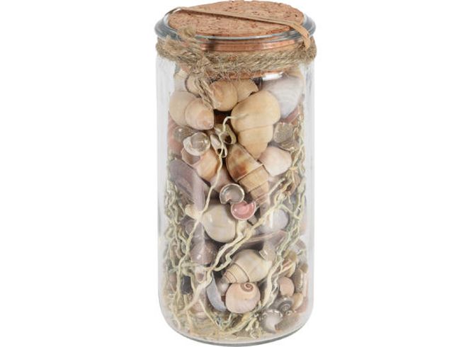 Hovedbilde Dekor skjell i krukke med kork 14 cm