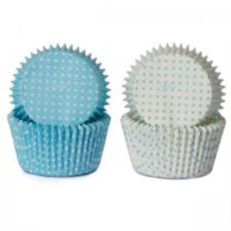 Mini Muffinsformer Blå/Hvite Miniprikker  100 stk