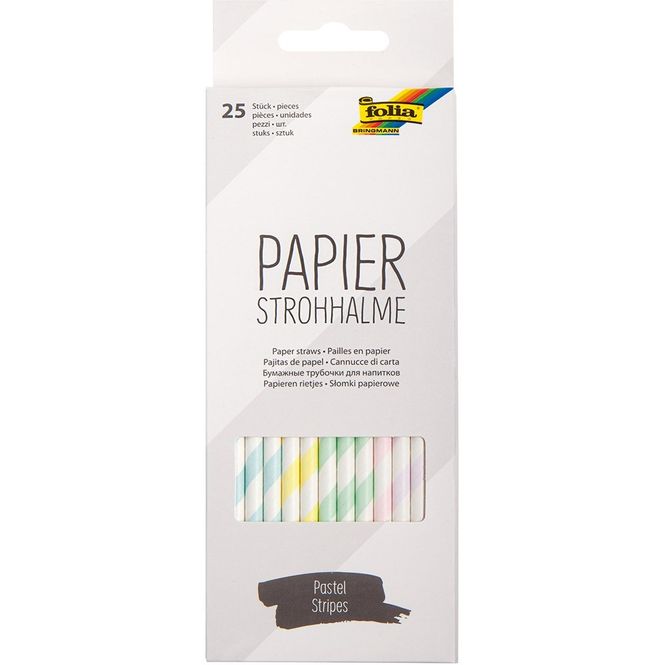 Hovedbilde Papirsugerør: Folia Papirsugerør 25 stk  Striper ...