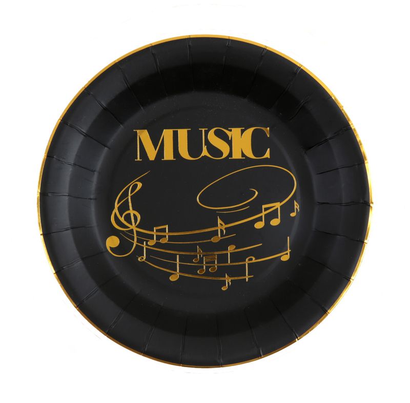 Tallerkener musikktema sort/gull – 8 stk