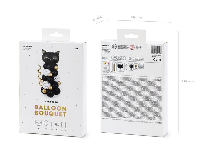 Hovedbilde Ballongbukett med svart katt – 83 × 140 cm