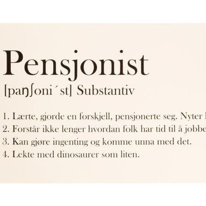 Hovedbilde Metallskilt Pensjonist 27×16 cm
