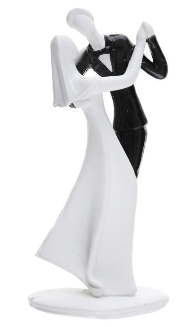 Hovedbilde Kaketopp brudepar – dansende hvit/sort