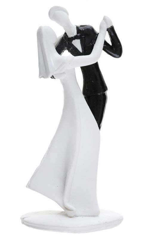 Kaketopp brudepar – dansende hvit/sort