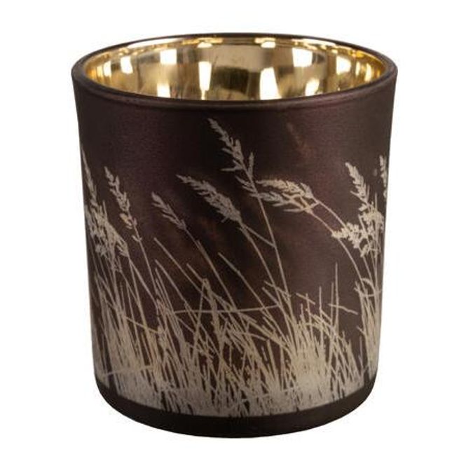Hovedbilde Lysglass Strå Matt Mørk Brun 7,3x8 cm