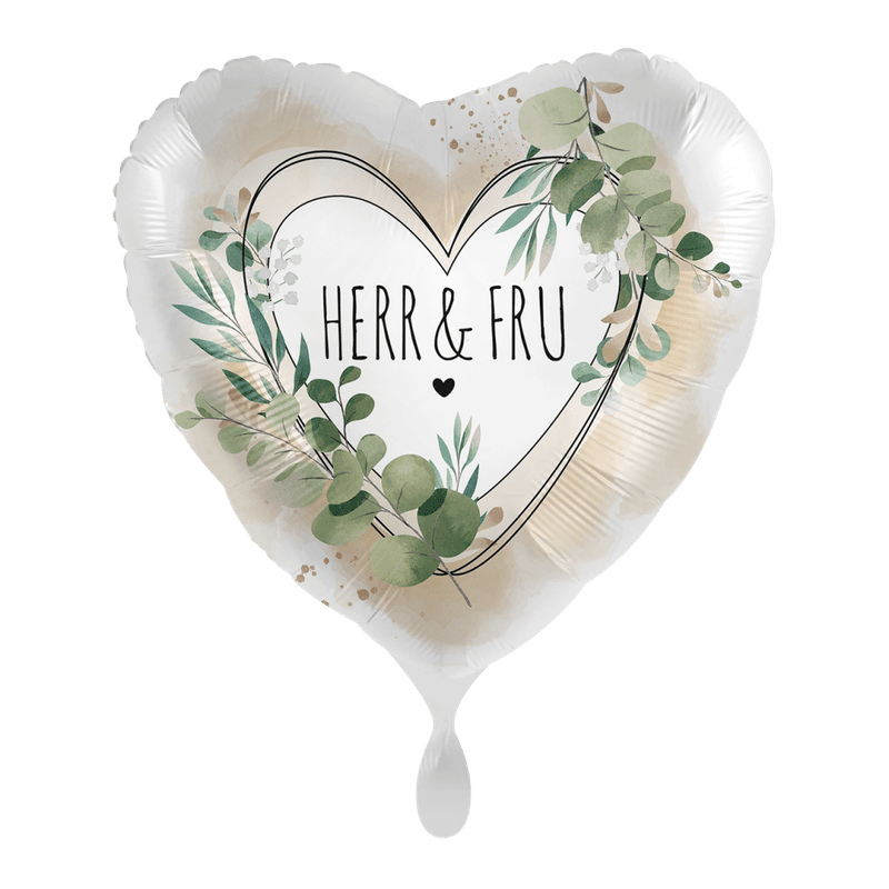 Folieballong Herr & Fru, grønn floral, 43 cm