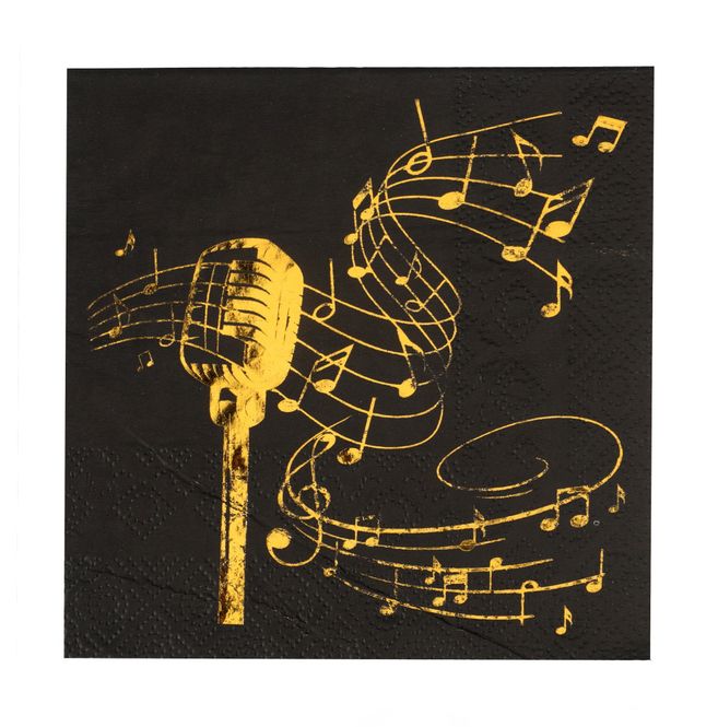 Hovedbilde Kaffeservietter musikktema sort/gull – 20 ...