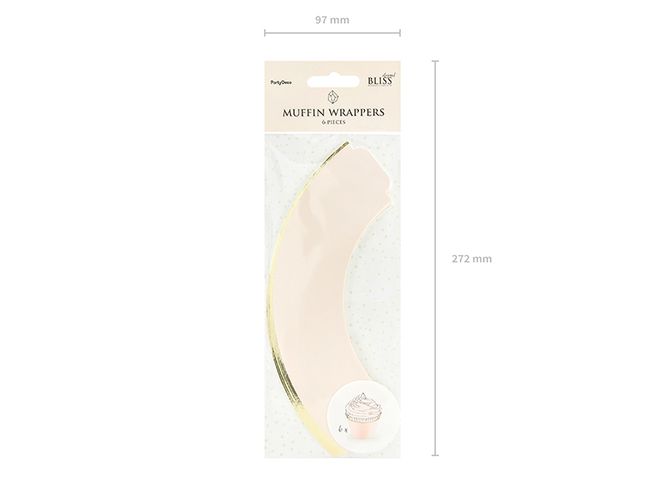 Hovedbilde Muffinsomslag Rosa med Gullkant