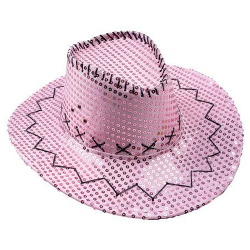 Cowboyhatt Lys rosa med paljetter