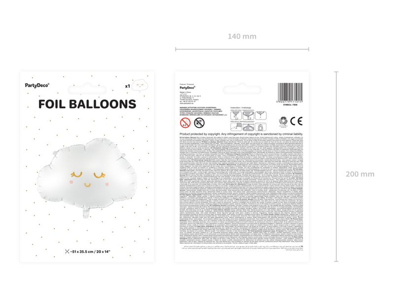 Folieballong sovende sky  51 x 35,5 cm