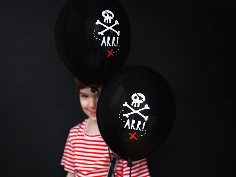 Ballonger 30 cm, Piratfest, Pastel svart (6 stk)