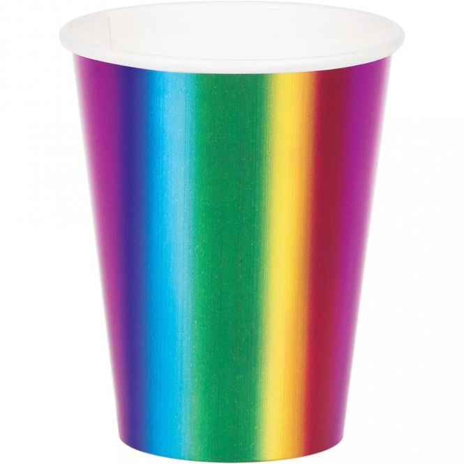 Hovedbilde Pappkopper Rainbow Foil 8 stk