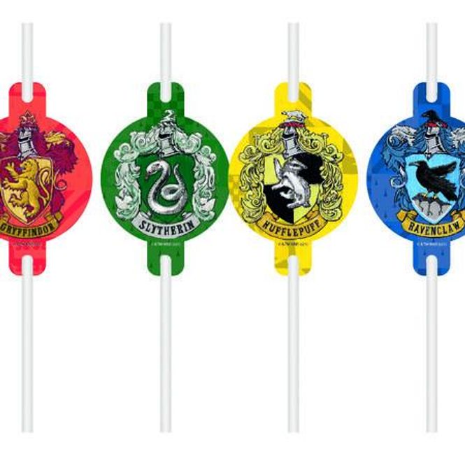 Hovedbilde Harry Potter  Hogwarts Houses  Sugerør (4 stk)